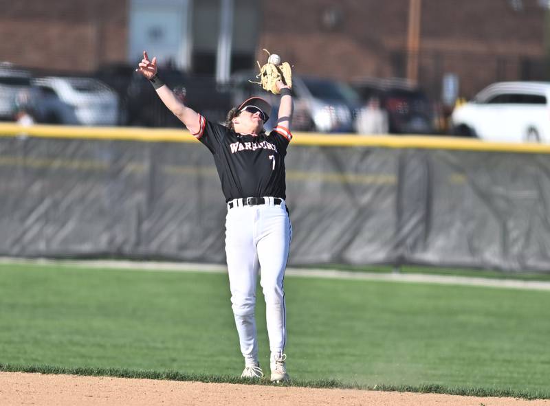 Lincoln-Way West's Ben Shea tries to make a play on ball during the non-conference game against Joliet West on Friday, April. 19, 2024, at Joliet.