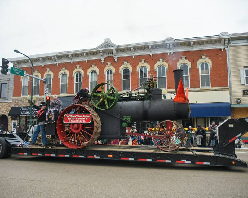 A 1914 Steam Engine that was built in Sycamore is the last entry of the Sycamore Pumpkin Parade as part of the 62nd annual Sycamore Pumpkin Festival held downtown on Sunday, Oct. 29, 2023.