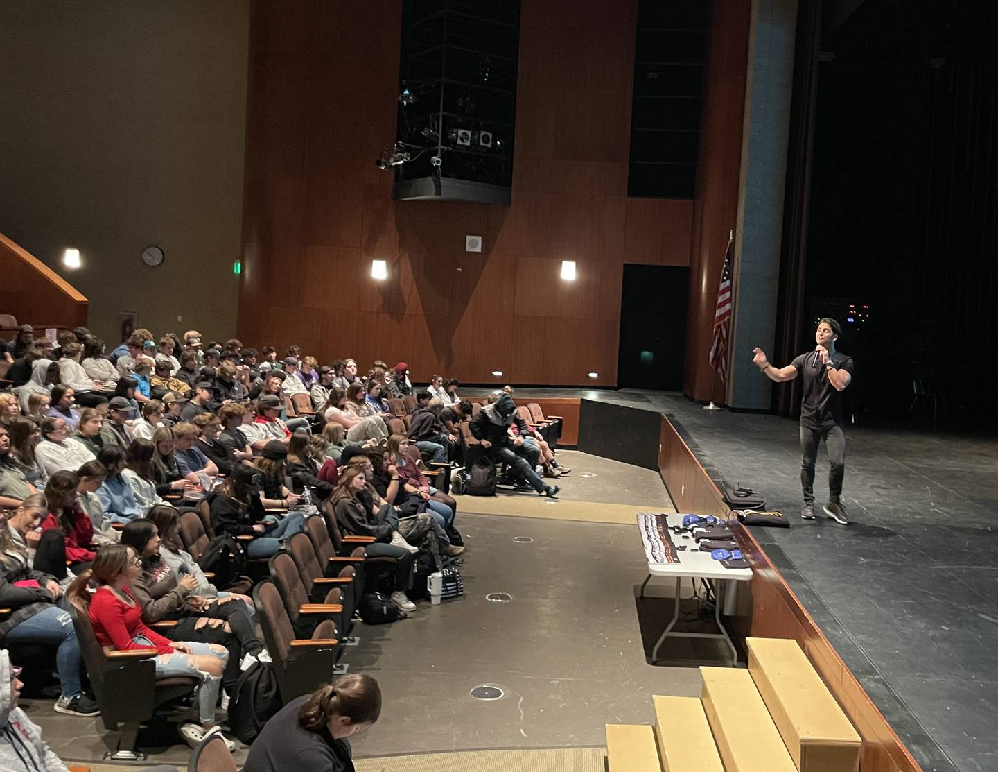 Jordan Toma speaks to Woodstock North High School students April 9, 2024.