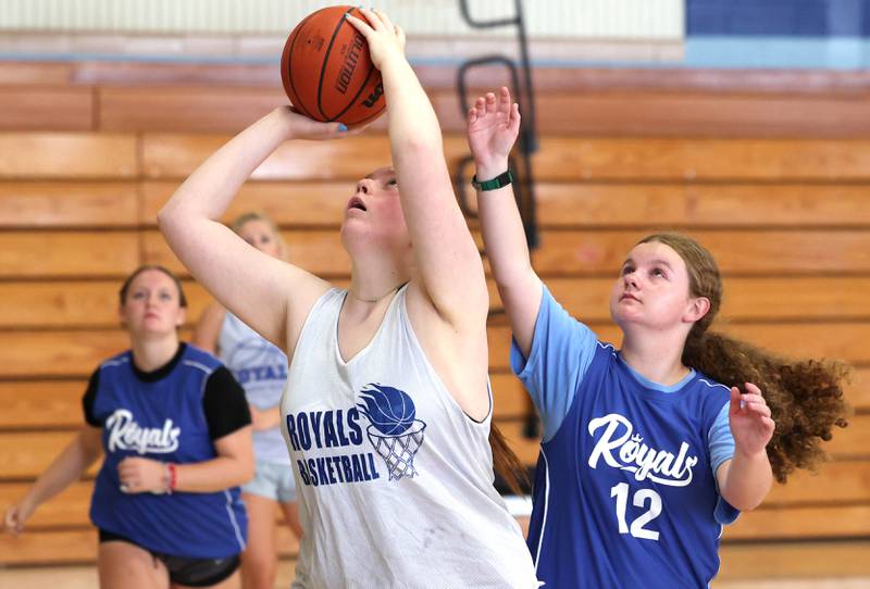 Hinckley-Big Rock's Sami Carlino gets up a shot during practice Monday, June 10, 2024, at the school in Hinckley.