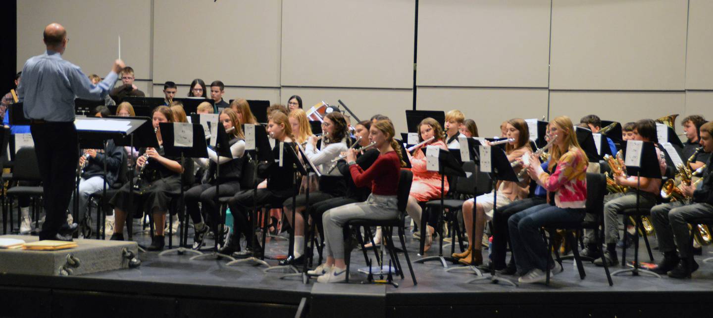 More than 70 young musicians from across Bureau, Putnam and La Salle counties gathered on one stage Saturday in Illinois Valley Community College’s Cultural Centre for the 2024 Junior High Band Festival.