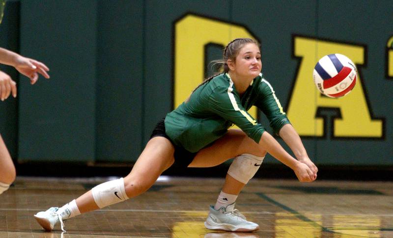 Crystal Lake South’s Bobbi Wire passes against McHenry in varsity volleyball on Tuesday, Sept. 17, 2024, at Crystal Lake South High School in Crystal Lake.