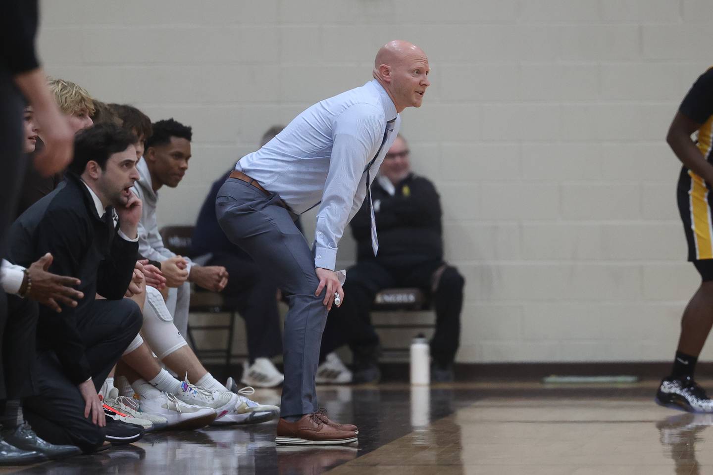Joliet Catholic head coach Adam DeGroot watches the action against Marian Catholic on Saturday, Jan. 6th, 2024 in Joliet.