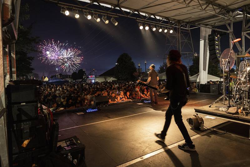90s rock band Everclear plays to a capacity crowd while a few fireworks pop off in the distance Monday, July 3, 2023, in Dixon. The headliner brought the downtown portion of the festival to a close.