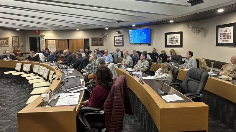 La Salle County Board members discuss a resolution to declare La Salle County as a Non-Sanctuary County for the current flow of asylum seekers (immigrants) caused by the current border enforcement policies on Thursday, Jan. 11, 2023 at the La Salle County Government Complex in Ottawa.