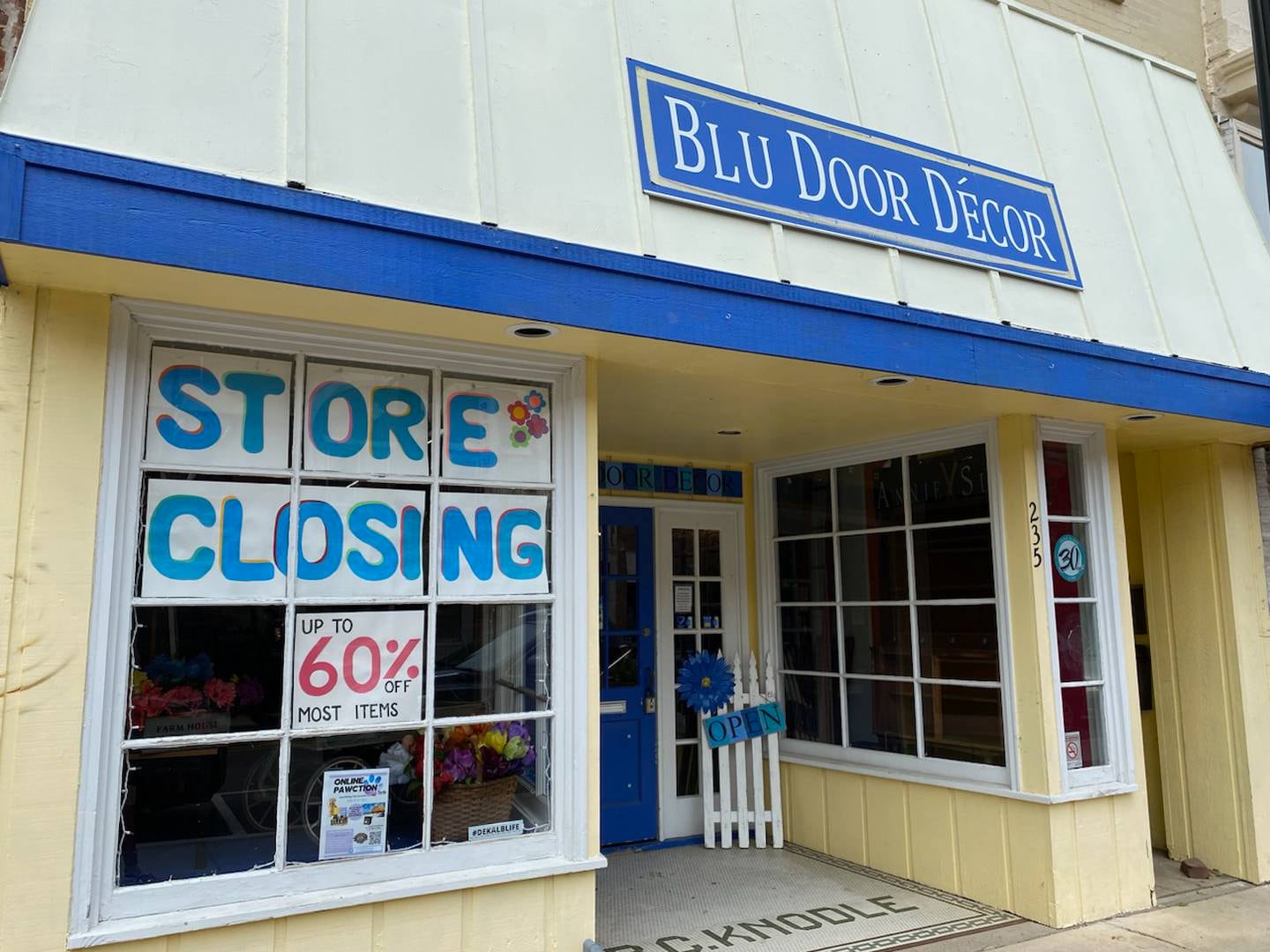 Blu Door Decor, 235 E. Lincoln Highway in downtown DeKalb, seen here Thursday, July 6, 2023 has announced its impending closure.