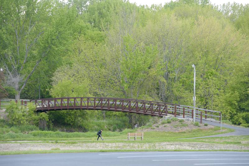 Bridge over the South Branch of the Kishwaukee River in Hopkins Park in DeKalb, IL on Thursday, May 13, 2021.