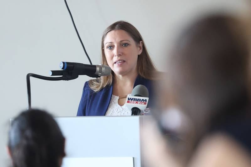 State Senator Rachel Ventura (D-43) speaks at the VNA Health Care facility ribbon cutting ceremony on Tuesday, Sept. 5, 2023 in Joliet.