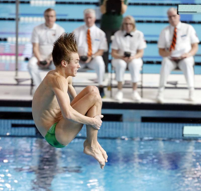 Ben Mears of Fremd competes in the Boys 1 mtr Diving during the IHSA Boys state swim finals Saturday February 25, 2023 in Westmont.