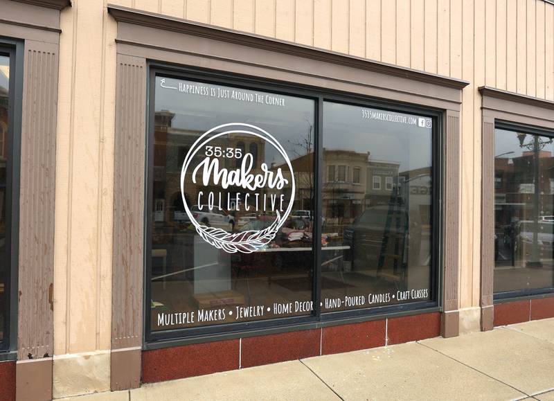 35:35 Makers Collective located at 308 West State Street in Sycamore. The store, owned by Joni Peterson, is set to open April 1 and features the work of local artisans.