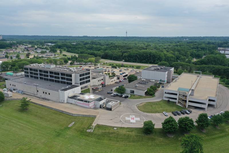 An aerial view of OSF St. Elizabeth Hospital on Thursday, June 13, 2024 in Ottawa.