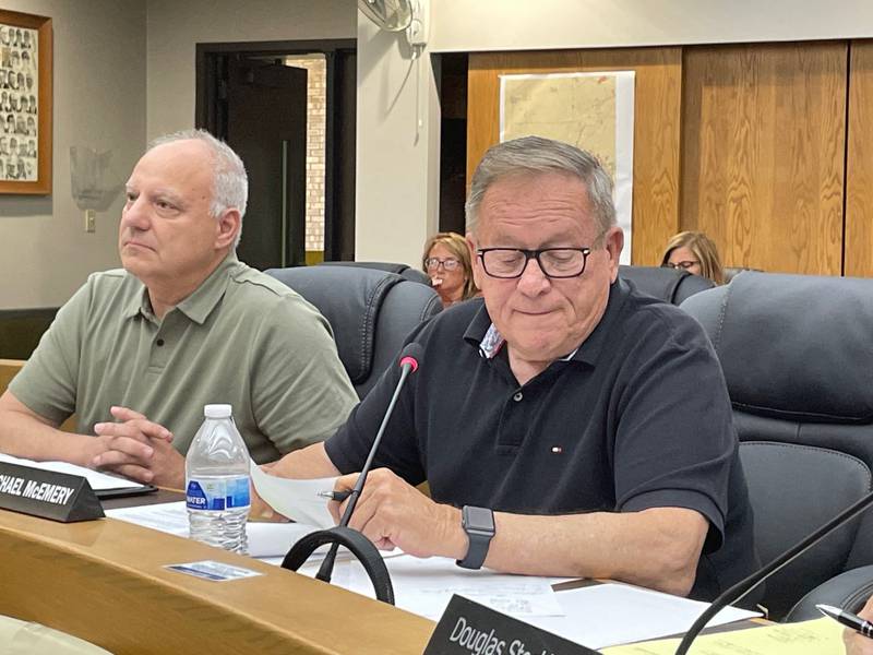 Dr. Larry Powell (left) was removed from the Nov. 5 ballot for coroner Monday, June 17, 2024. Powell, seen here with La Salle County GOP chairman Larry Smith, filed invalid petitions, a three-member panel ruled.