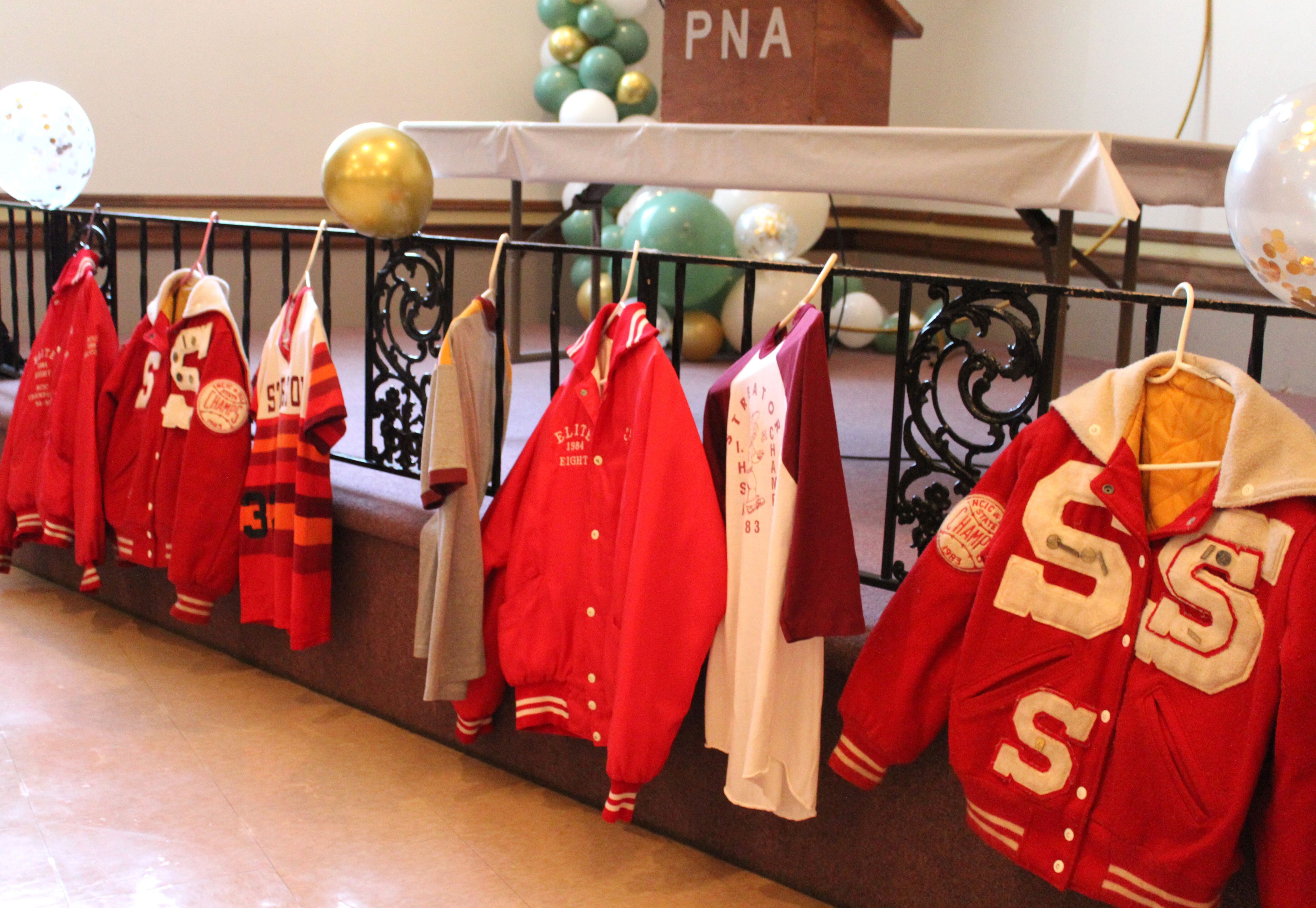 Early 1980s Streator High School jackets and shirts were among the memorabilia displayed at the Night of Champions event Saturday, June 10, 2023, at the Streator PNA Hall marking the 40th anniversary of the softball team’s state championship.