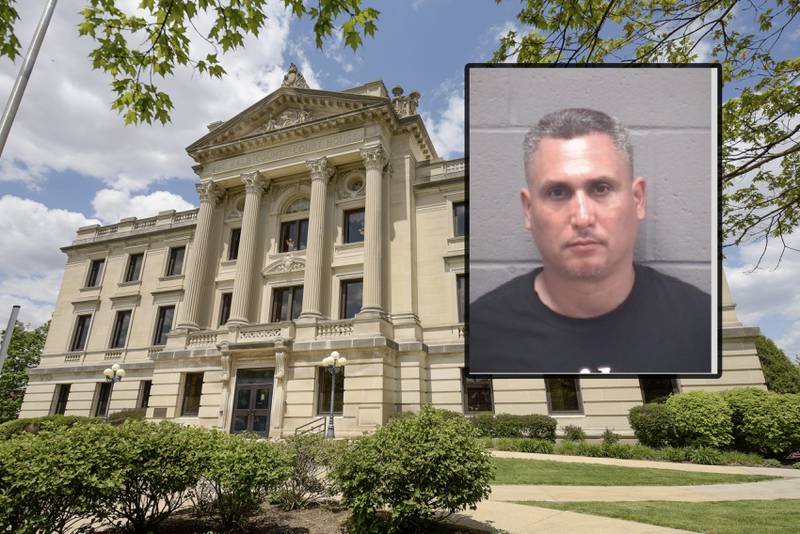 Leo A. Navar, 45, who told authorities he’s lived in Sycamore since his release after nearly 30 years in the Illinois Department of Corrections, is charged with attempted first-degree murder and two counts of aggravated domestic battery. He’s accused of a violent attack on a woman and her adult son about 10:46 p.m. Tuesday, May 21, 2024, inside their Sycamore apartment, according to DeKalb County court records filed Wednesday, May 22, 2024. (Inset photo provided by Sycamore Police Department)