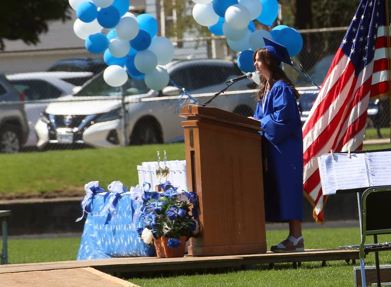 Class president Caitlin Meyer delivers a speech during graduation on Saturday, May 18, 2024 at Princeton High School.