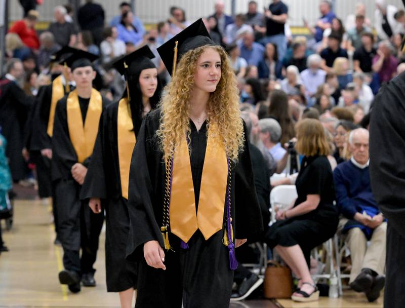 Graduates process in during the 2024 Sycamore High School commencement in Sycamore on Sunday, May 26, 2024.