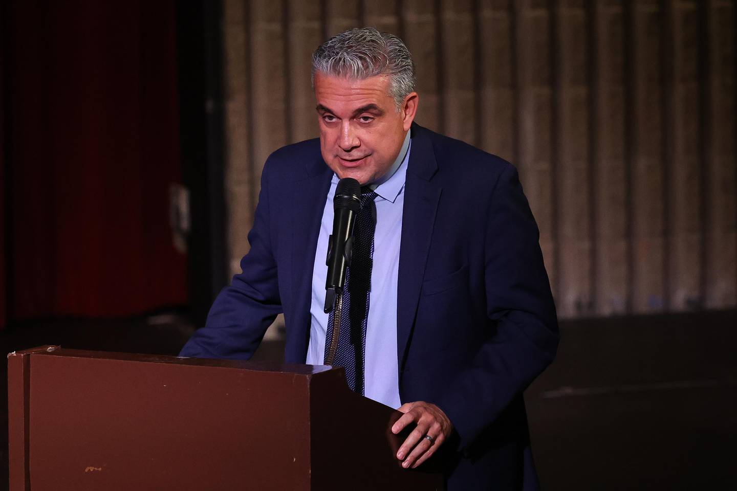 Fred Ortega, Prime Healthcare Director of Government Relations, speaks at a public hearing on the planned sale of Ascension Saint Joseph – Joliet hospital hosted by the Health Facilities & Services Review Board on Friday, Sept. 6, 2024 in Joliet