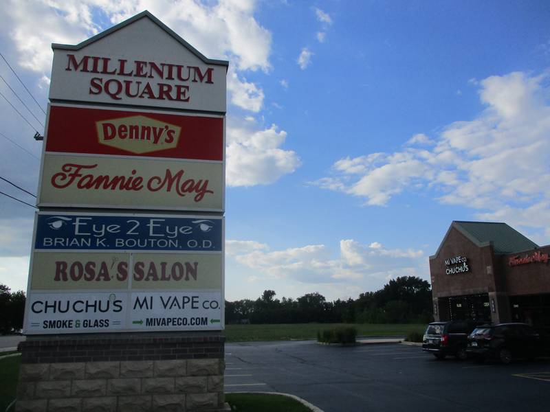 Future gas station will go on open land seen to the west of the Millenium Square center in Joliet. Aug. 15, 2023.