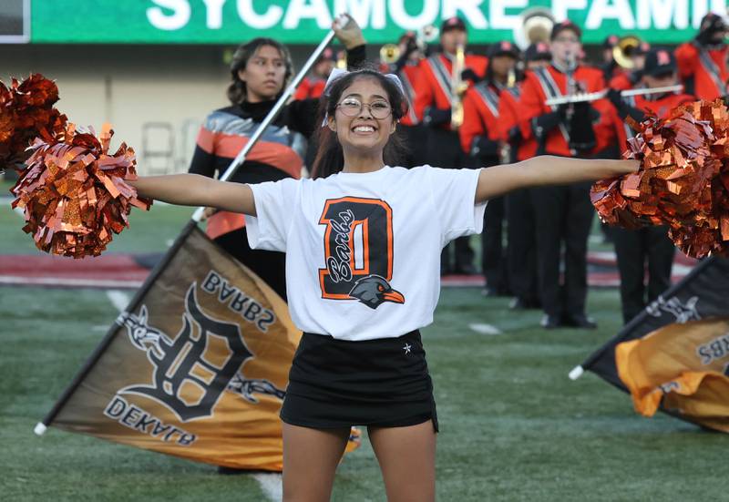 The DeKalb band and dance team perform before the FNBO Challenge game Friday, Aug. 25, 2023, in Huskie Stadium at Northern Illinois University in DeKalb.