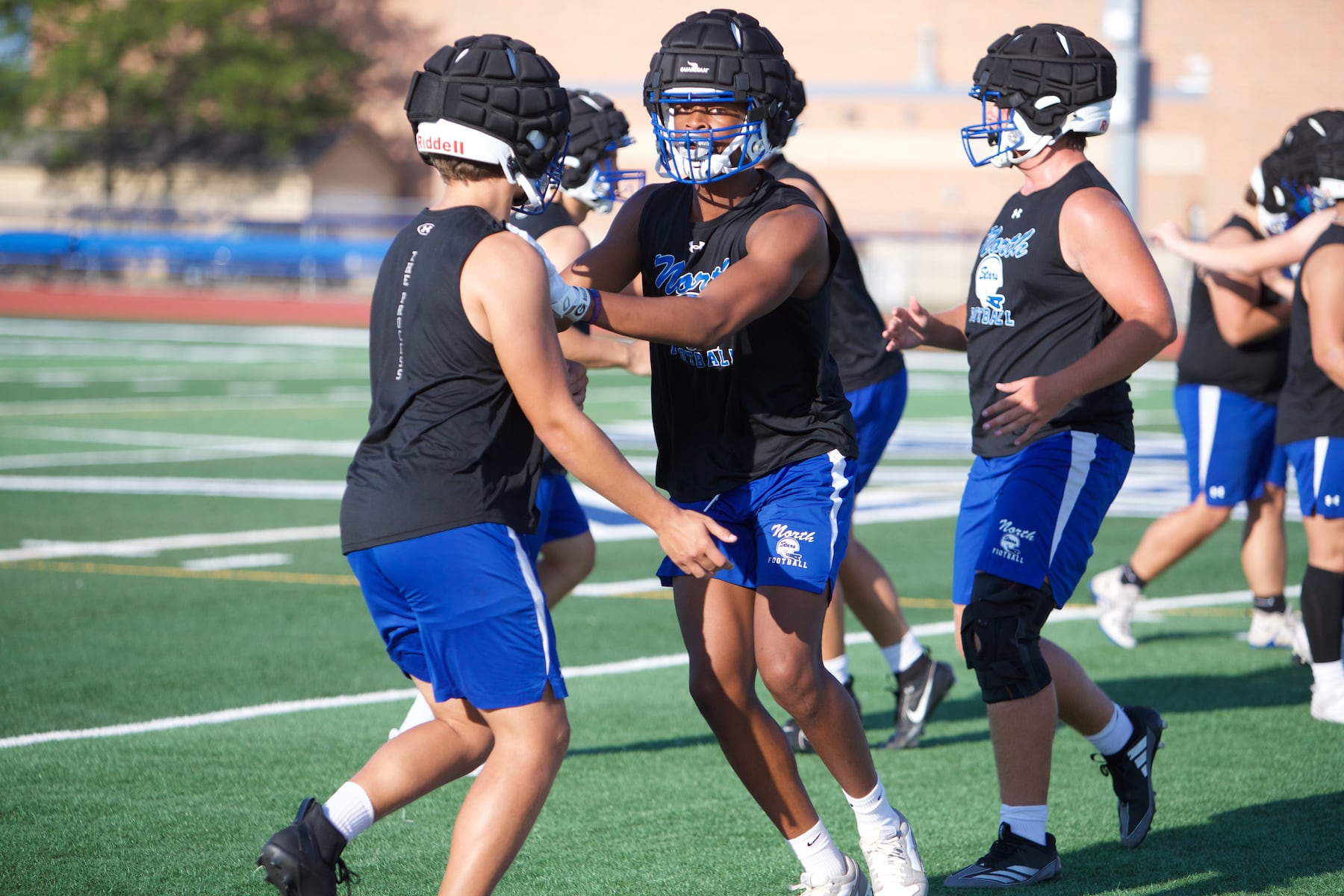 St. Charles North runs plays during the first day of practice on Monday Aug.12,2024 in St. Charles.