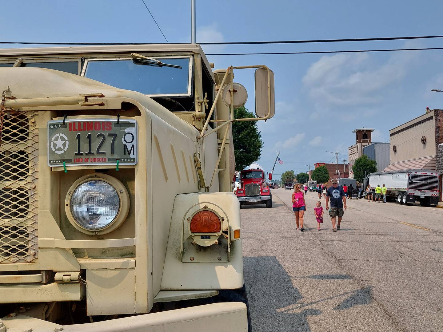 Large military vehicles were among the dozens of large vehicles displayed Saturday, July 15, 2023, during the Convoy Against Cancer BIG Truck Show in Ladd.