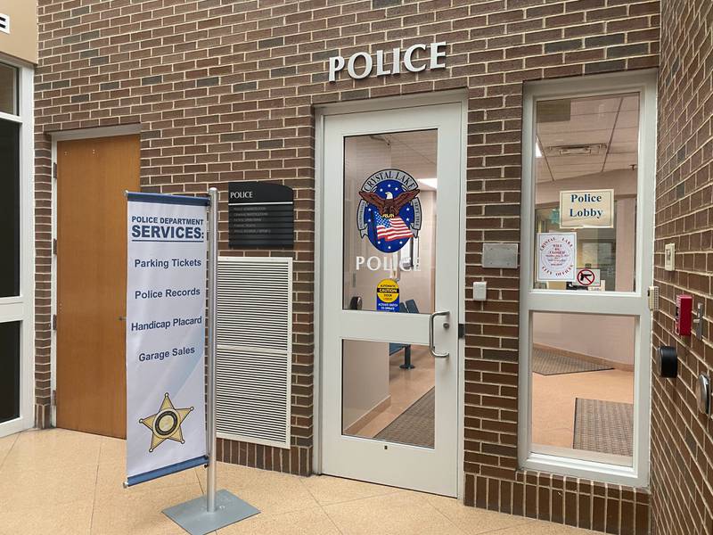 The Crystal Lake Police Department entrance inside city hall on Thursday, Dec. 29, 2022.