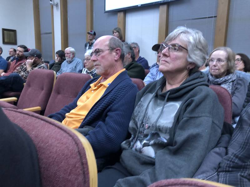 Residents attend a Woodstock Plan Commission meeting Dec. 14, 2023