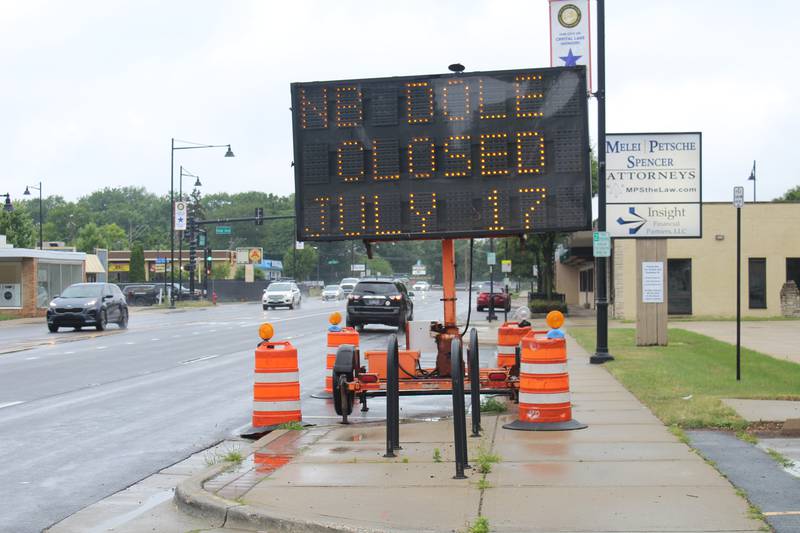 A construction sign notifying the start of the Dole Reconstruction Project for this Monday, July 17.