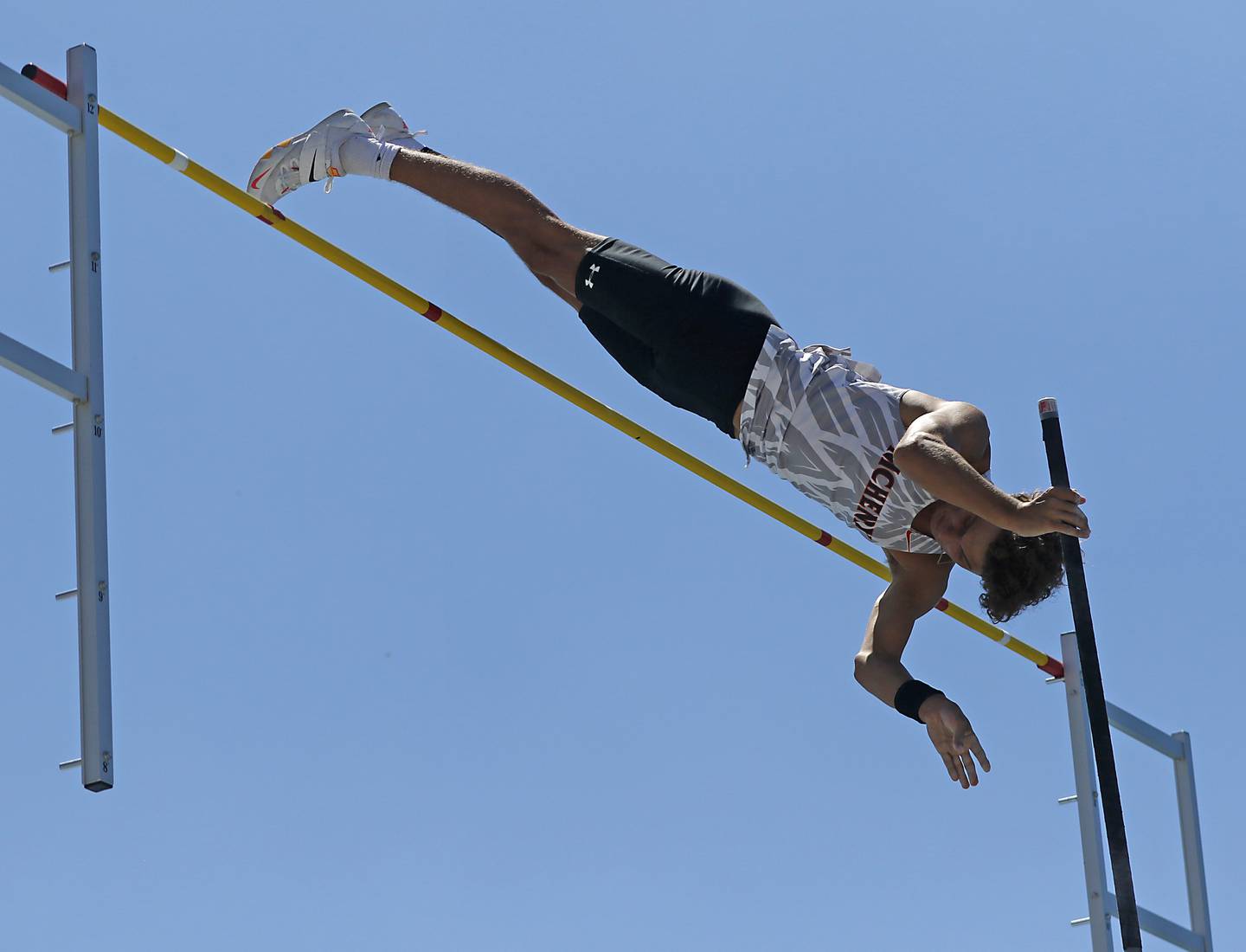 McHenry’s Zake Galvicius competes in the pole vault during the IHSA Class 3A Boys State Track and Field Championship meet on Saturday, May 25, 2024, at Eastern Illinois University in Charleston.
