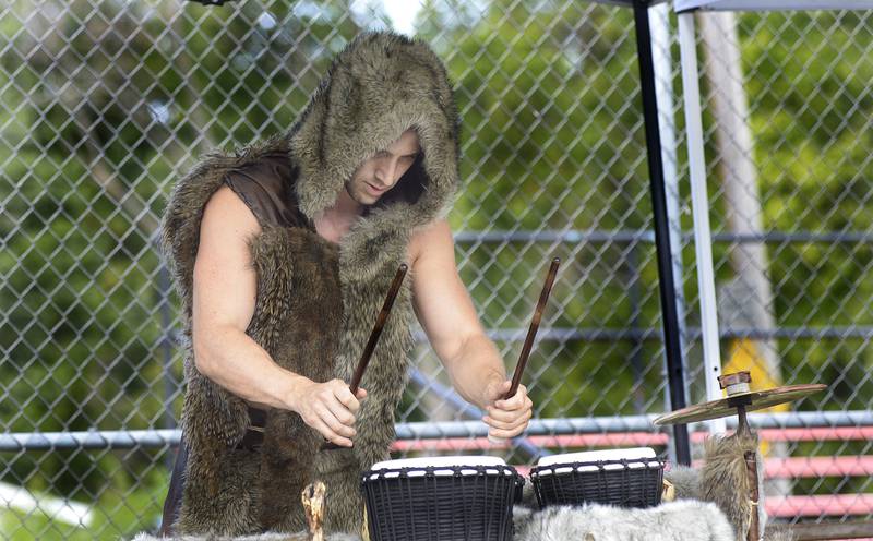 The Druid Drummer entertains the crowd gathered Saturday, Sept. 14, 2024, during the Marseilles Renaissance Faire.