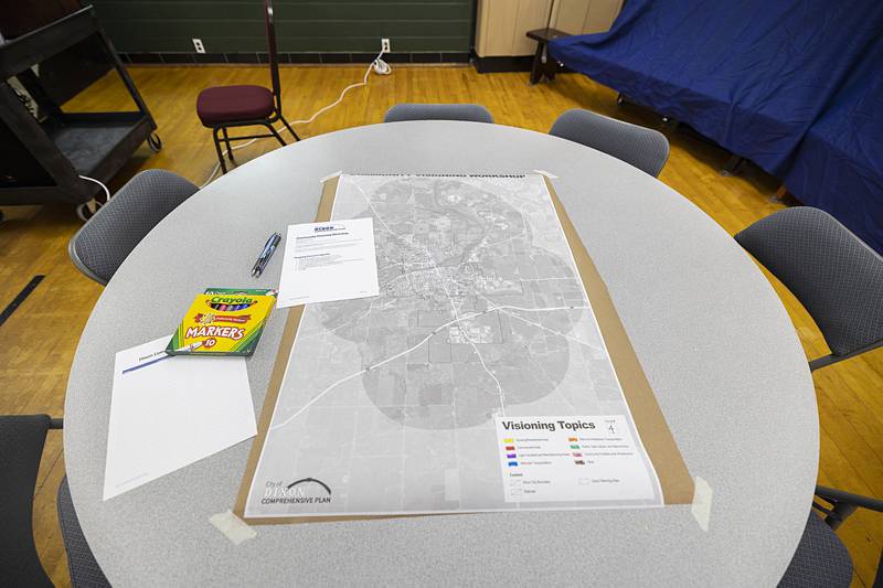 Those participating in the meeting Wednesday, Aug. 21, 2024, were given a map of the city and markers to make notes and color code their ideas.