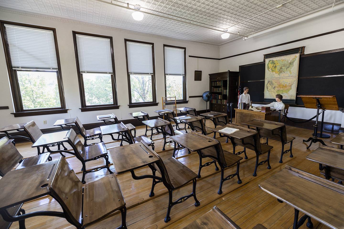 A likeness of Ronald Reagan as a middle school student is seen Tuesday, Aug. 27, 2024, at the Northwest Territory Historic Center in Dixon. The center was once home to Southside School, where Reagan attended sixth and seventh grade.