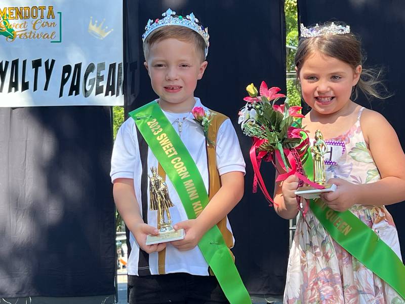 The 2023 Mendota Sweet Corn Festival Mini King is Kadeyn Landers and Mini Queen Karter Cassidy.