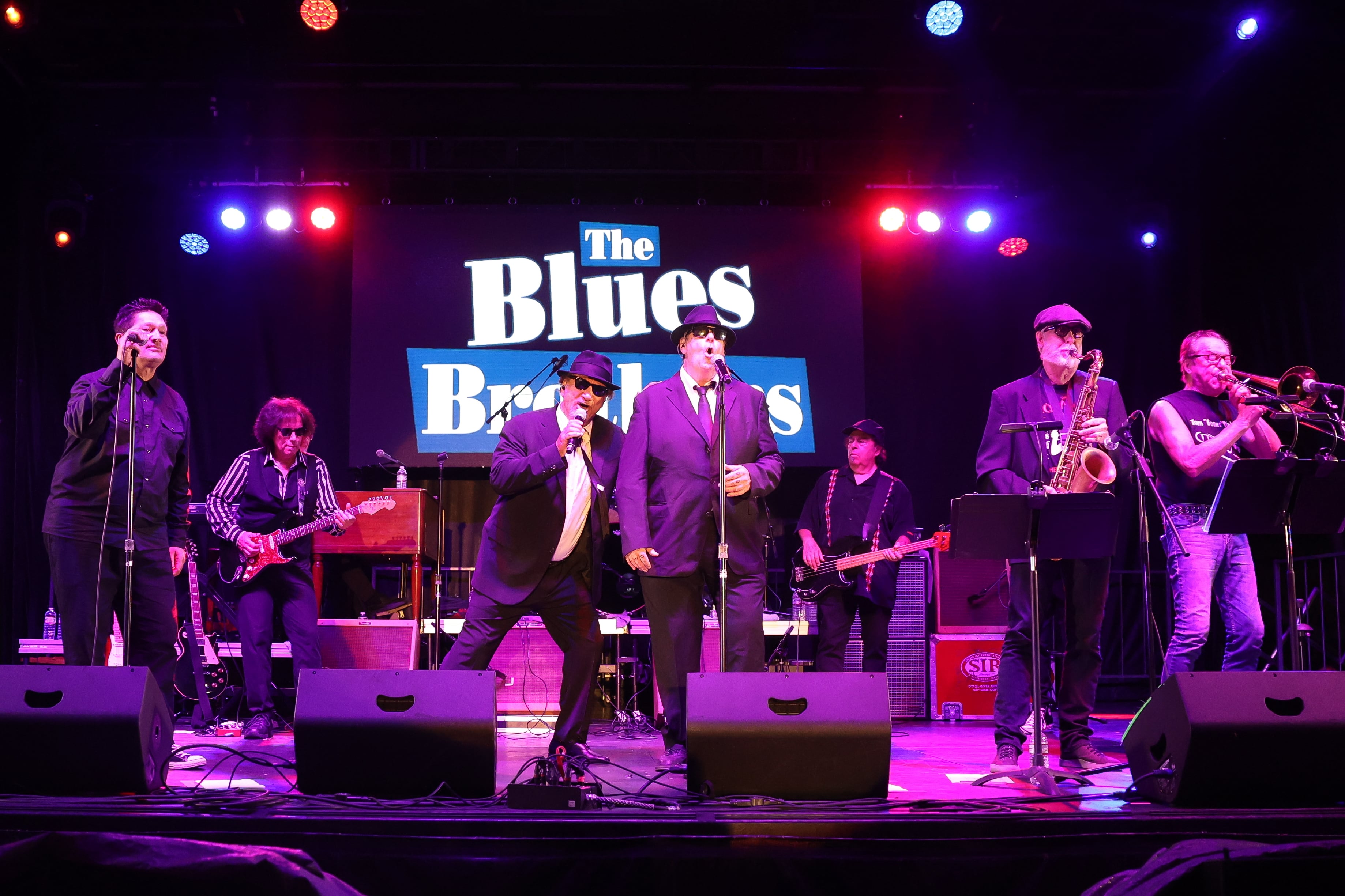 Jim Belushi. aka Zee Blues, and Dan Aykroyd, aka Elwood Blues, performs at Blues Brothers Con: The Sequel on Saturday, Aug. 17, 2024 at the Old Joliet Prison.