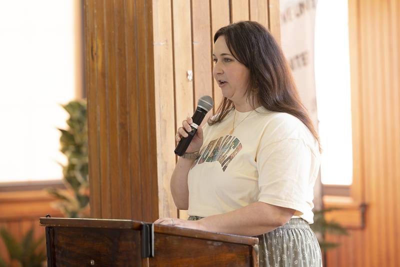 United Way of Lee County executive director Ashley Richter addresses the crowd Wednesday, May 1, 2024 at the organization’s campaign celebration luncheon.