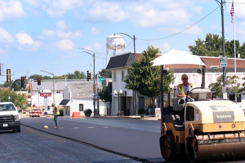 Crews pave South Main Street on Tuesday, Aug. 13, 2024 downtown Princeton.