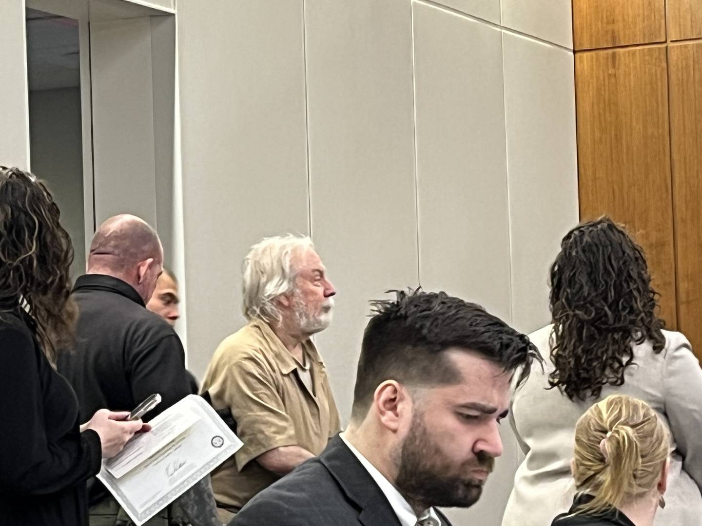 Drew Peterson, a former Bolingbrook police officer, enters a Will County courtroom on Monday, Feb. 5, 2024. Peterson made his first court appearance since filing a petition seeking to overturn his 2012 conviction for the murder of his third wife Kathleen Savio in 2004.