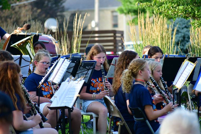 Clarinet players add their talents to the song, "American Pride," on Sunday, July 14, 2024, during the youth band concert in Princeton.