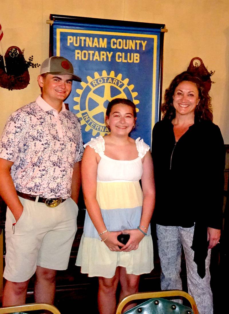 “Service Above Self” honorees at Putnam County Rotary’s annual banquet included (from left): Jacob Edens, PCHS Junior and past president of PCHS Interact Club, Aurora Bickerman, PCJH graduate and past president of PCJH Interact Club, and Toni Vishnauski, Rotary’s honoree for Community and Professional Service Above Self for her service to the community and as pharmacist at the former Granville Drugs and now at Axline Pharmacy.