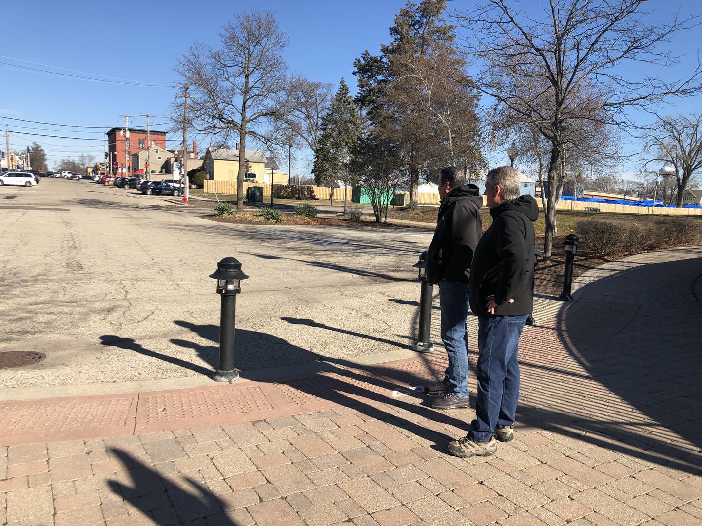 McHenry Parks and Recreation Director Bill Hobson, left, and John Smith, president of the Riverwalk Foundation board, give a tour of Miller Point on Thursday, Dec. 1, 2022.