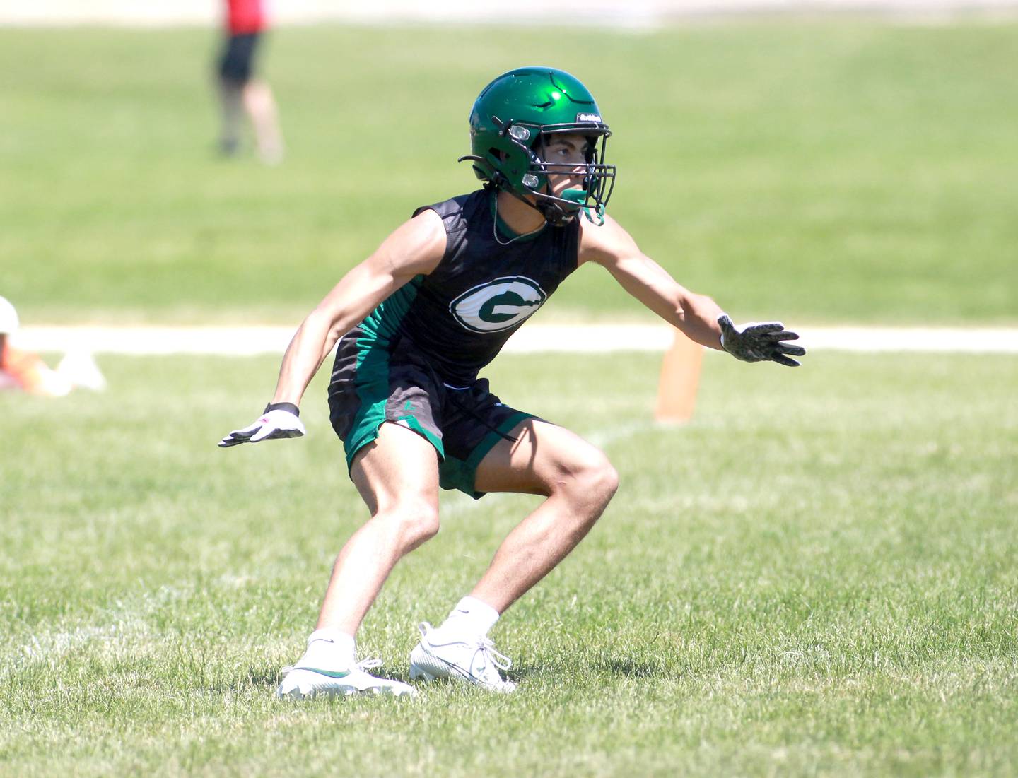 Glenbard West defensive back Mason Ellens during a 7-on-7 tournament at Naperville North on Thursday, June 27, 2024.