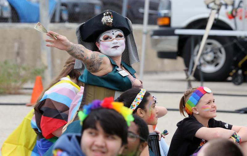 In this 2020 file photo, Sister Seduction in Command-Doe with the Abbess Abbey of the Brew City Sisters, of Milwaukee, waits to give a tip to one of the performers in the Drag Show during Lake County Pride Fest in Waukegan. This year's fest will take place June 8 in Round Lake Beach.