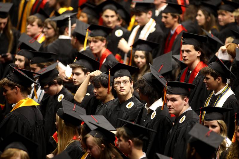 Batavia High School graduates are seated during the school’s 2024 commencement ceremony at Northern Illinois University in DeKalb on Wednesday, May 22, 2024.