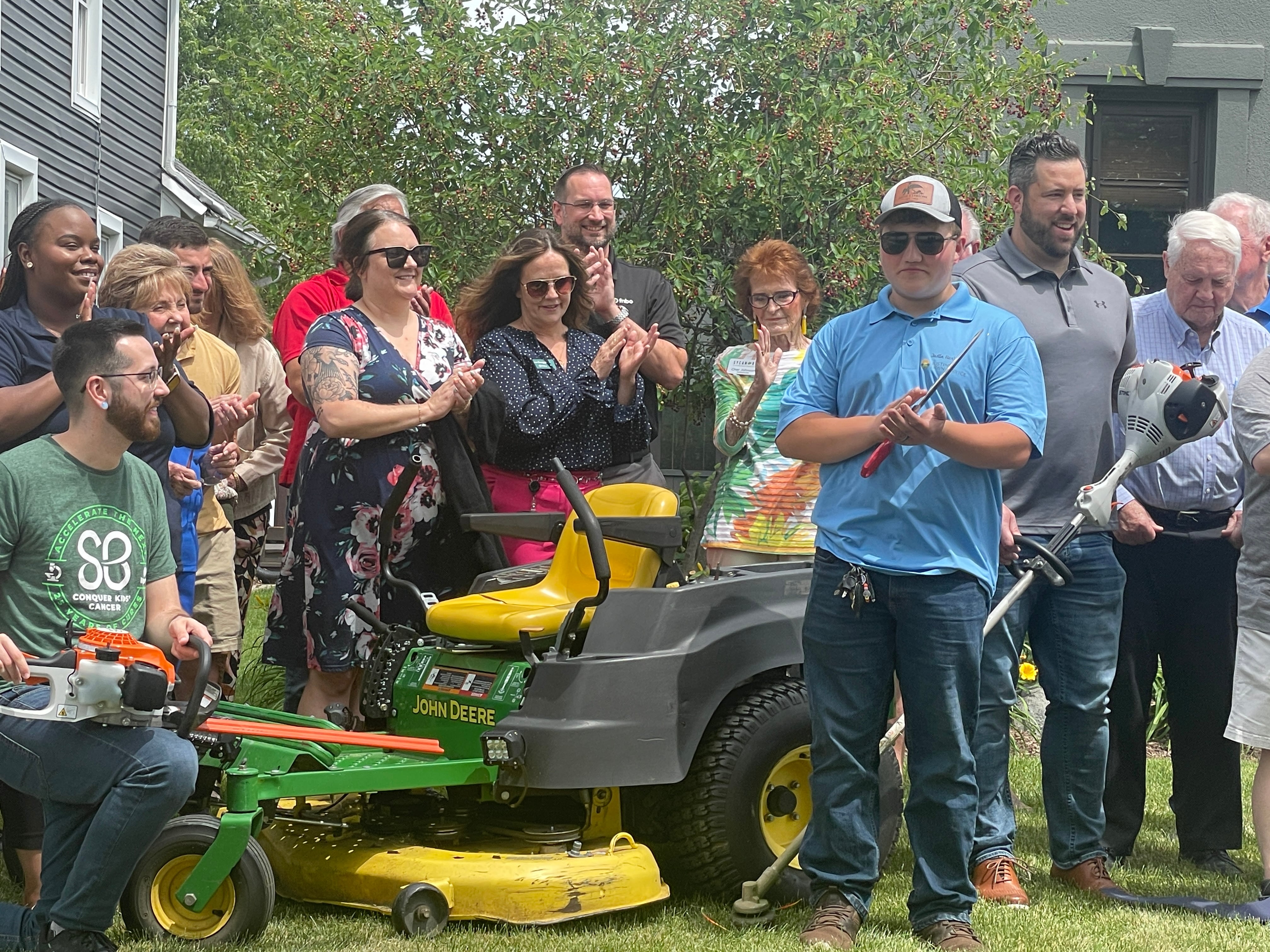 Justin's Lawn Service is celebrated June 4, 2024 during a Sycamore Chamber of Commerce ribbon cutting celebration.