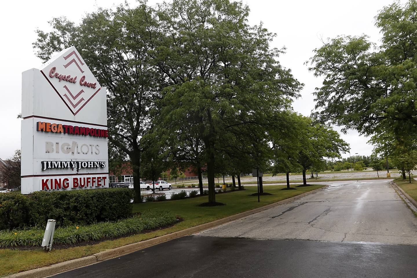 The Crystal Court shopping center on Northwest Highway in Crystal Lake on Monday, Aug. 14, 2023. The Crystal Lake City Council is voting on a redevelopment agreement for the Water's Edge mixed-use development, which includes residential apartments and townhomes, a potential hotel, retail space, restaurants and public open space. The development is requesting $14 million in tax increment financing district assistance. The TIF district was approved in July 2022.