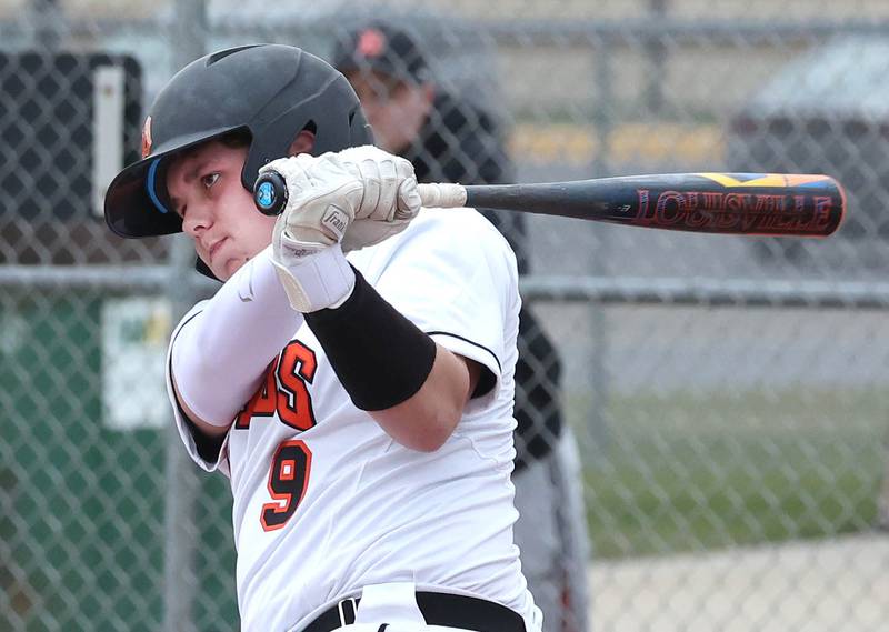 DeKalb's Isaac Black takes a cut during their game against East Aurora Wednesday, March 13, 2024, at DeKalb High School.