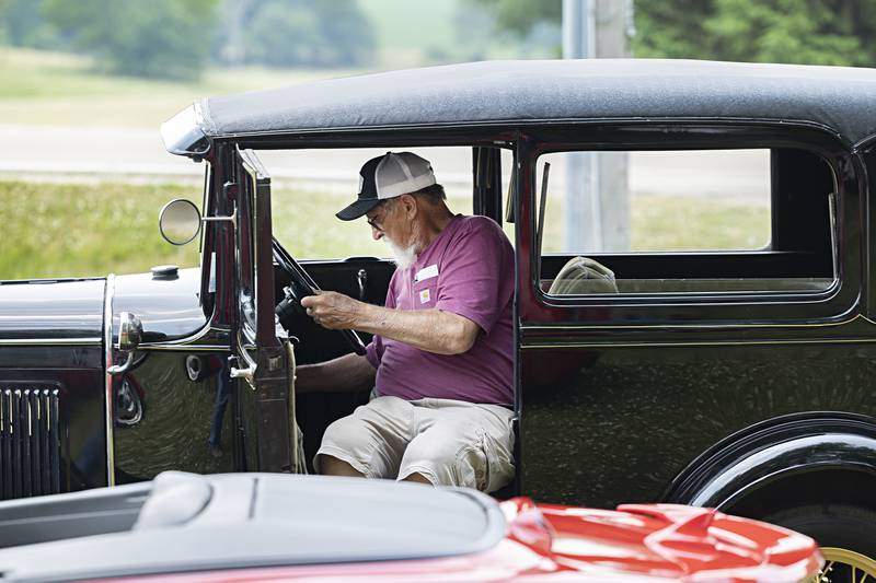 Harold Vail parks a 1931 Ford Model A Friday, June 23, 2023 on the grounds of Franklin Grove Assisted Living Friday, June 23, 2023 during a car show there. The car is being raffled off by Farming Heritage Inc. to help fund the 1860 H.I. Lincoln building which is home to the Lincoln Highway Associations National Interpretive Center. For more info on the raffle call the center at 815-456-3030.