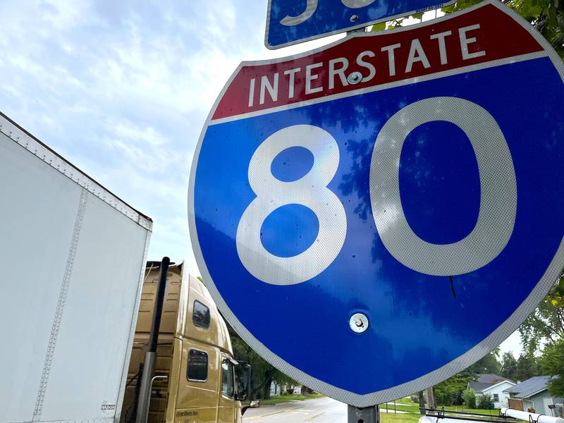 A sign for Interstate 80 seen on Aug. 15, 2024 on Briggs Street in Joliet.