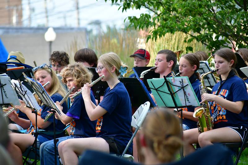 The song "Circle of Life" is performed by flute and saxophone players Sunday, July 14, 2024, during the youth band concert in Princeton.