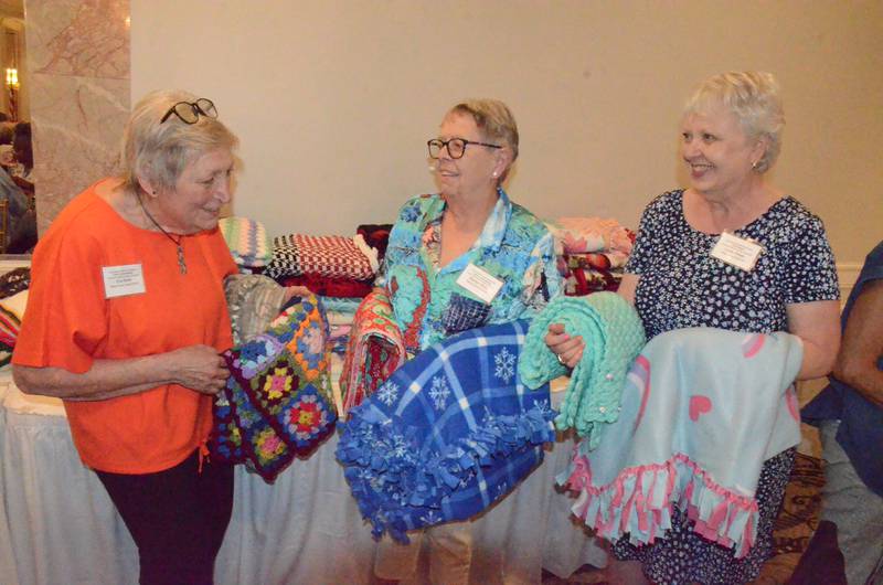 Aurora Area Retired Teachers Association donated 55 blankets to nursing homes across the Aurora area on Tuesday as part of their Friendship Blanket program.